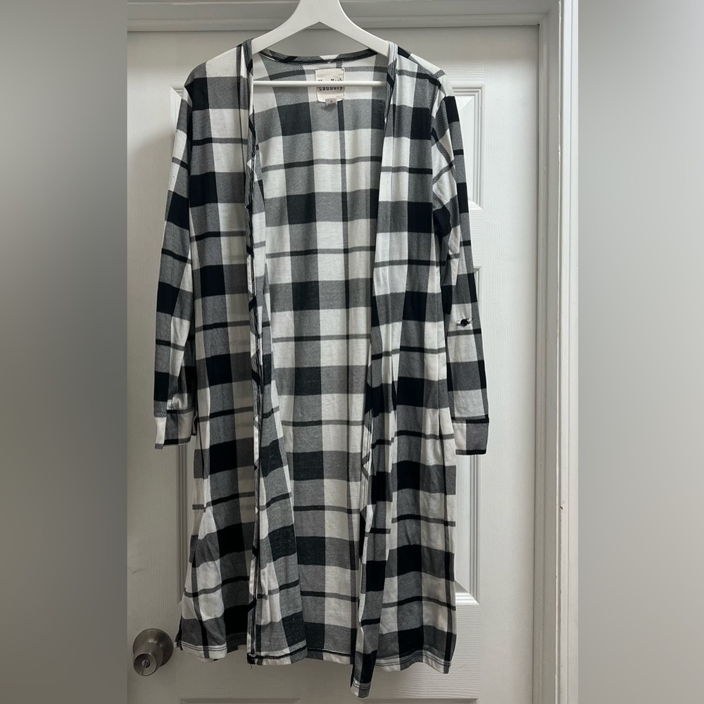Black and White Plaid Cardigan